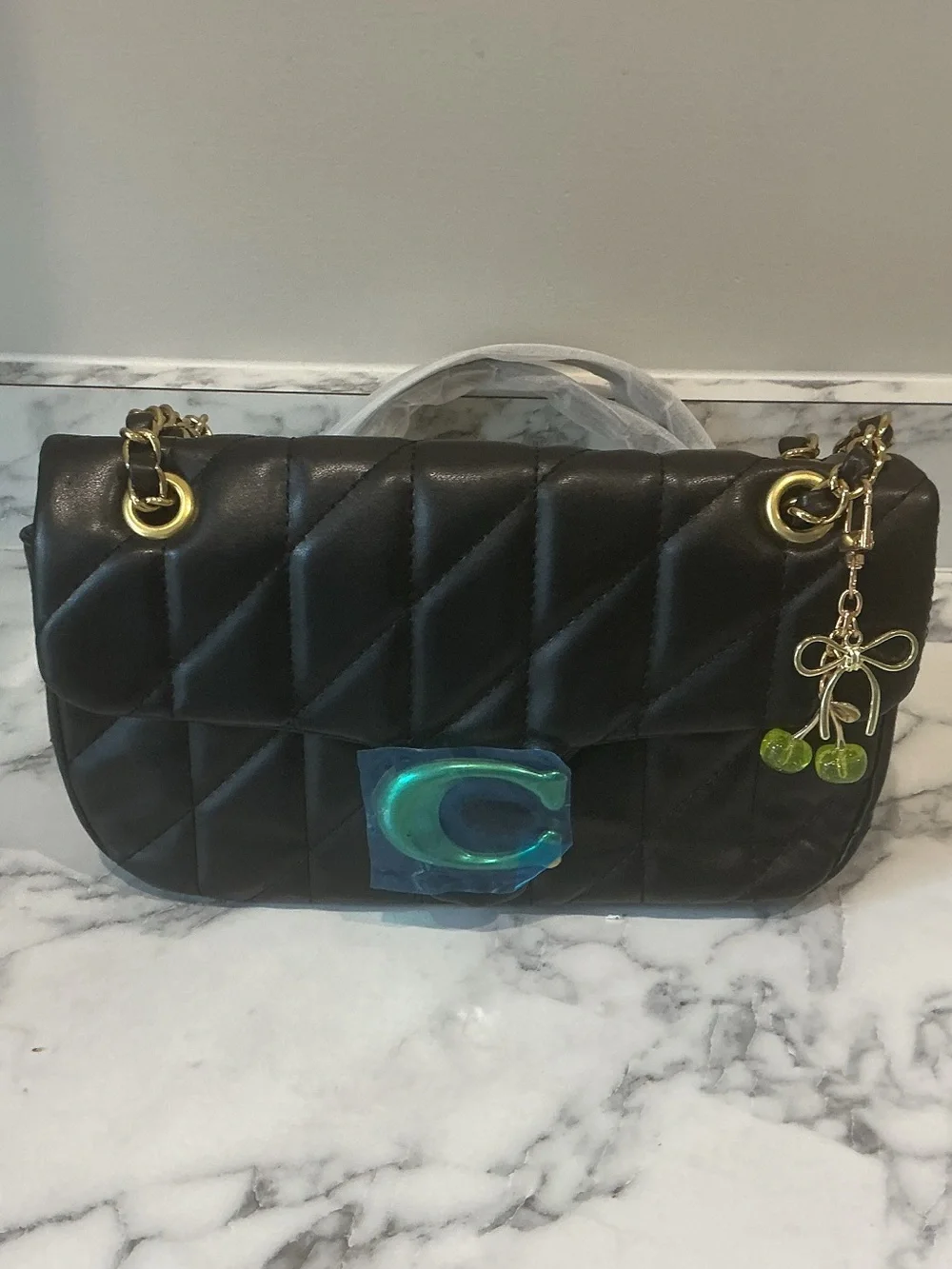 Coach Black Quilted Leather Tabby Shoulder Bag with Gold Hardware